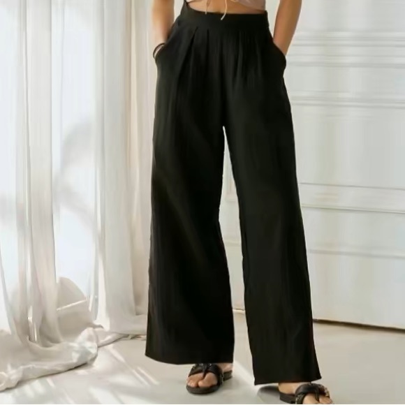 NOFLIK Pants - NOFLIK Cotton Smocked Wide Leg Pants , elastic waistline with pockets NWOT